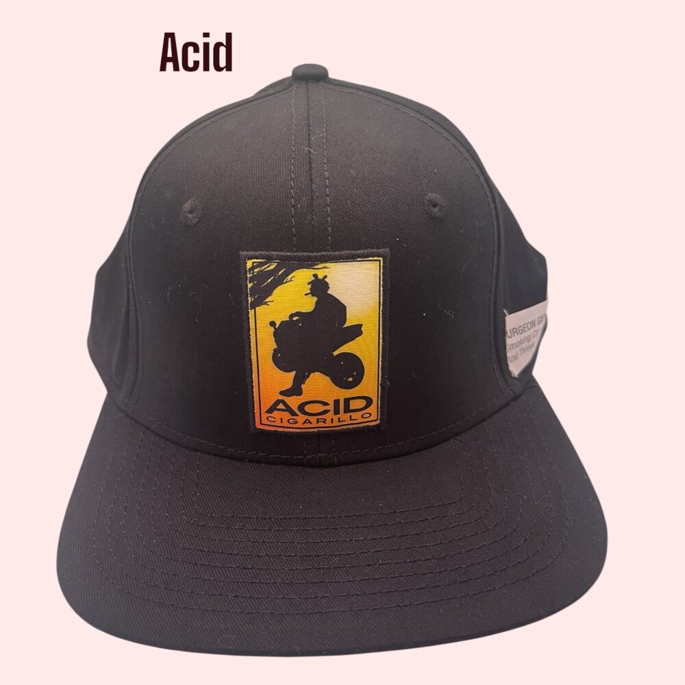 Acid Cigarillo Black Snapback Cap Hat Graffiti Brim NWT Cigar Brand